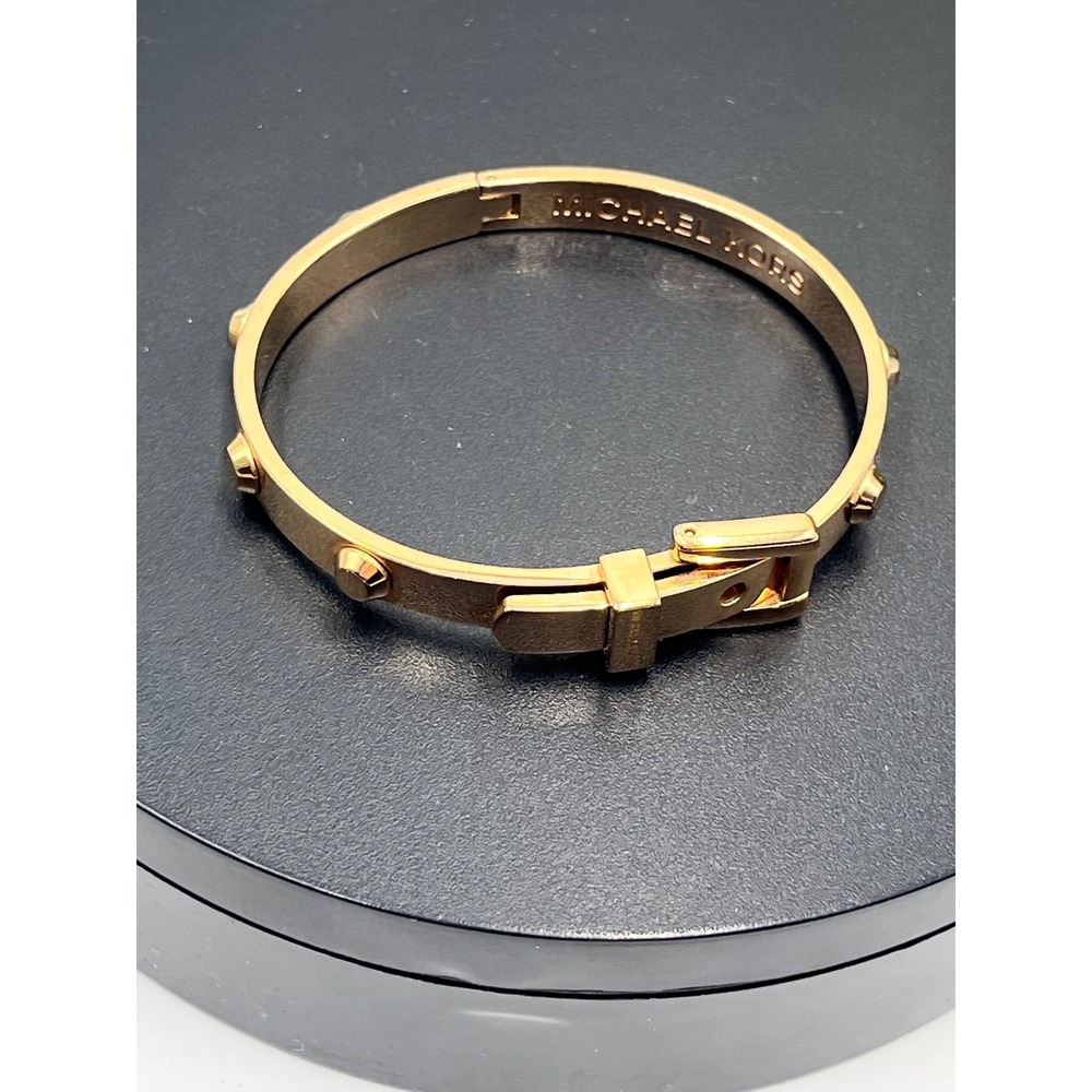 Michael Kors Designer Astor Rose Gold Buckle Closure Bangle Bracelet - Picture 4 of 16